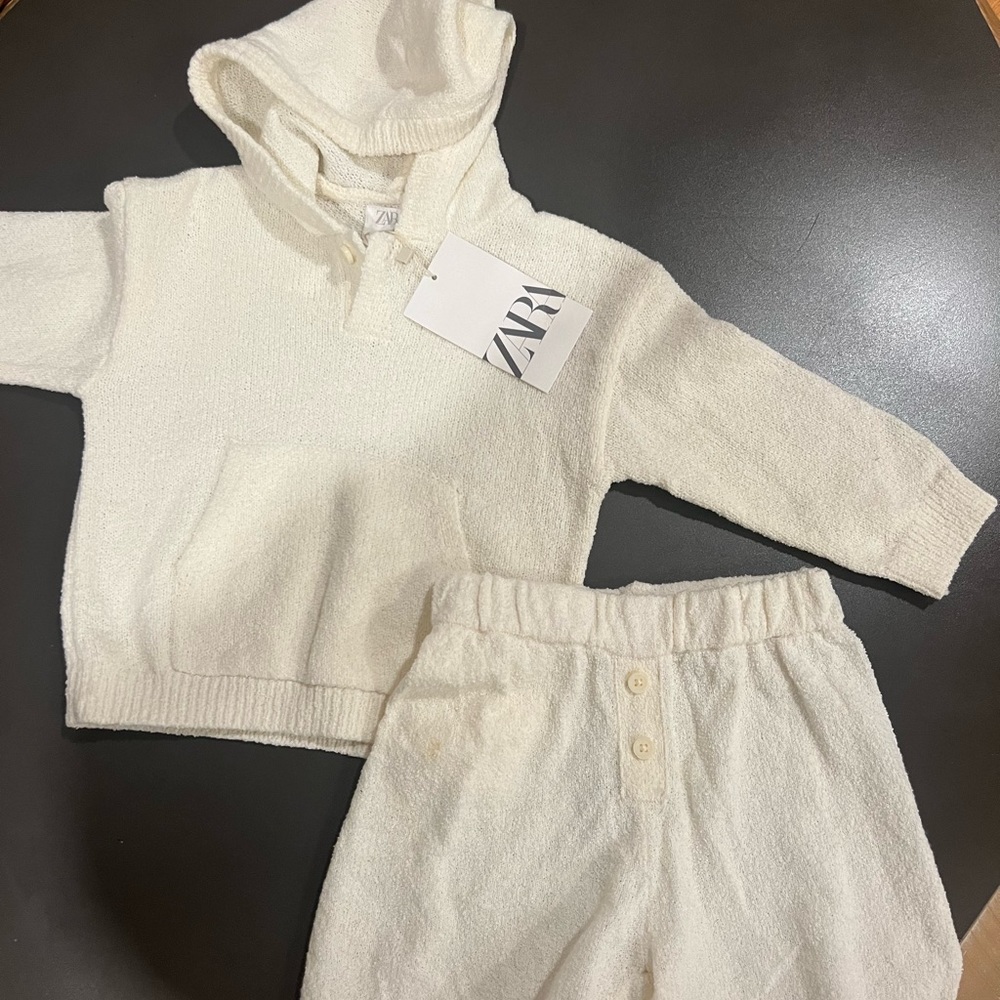 Zara Kids Knit Hoodie and Shorts 12-18mos